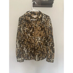 Michael Kors Women’s Multicolor Camouflage Long Sleeve Button Down Shirt XL